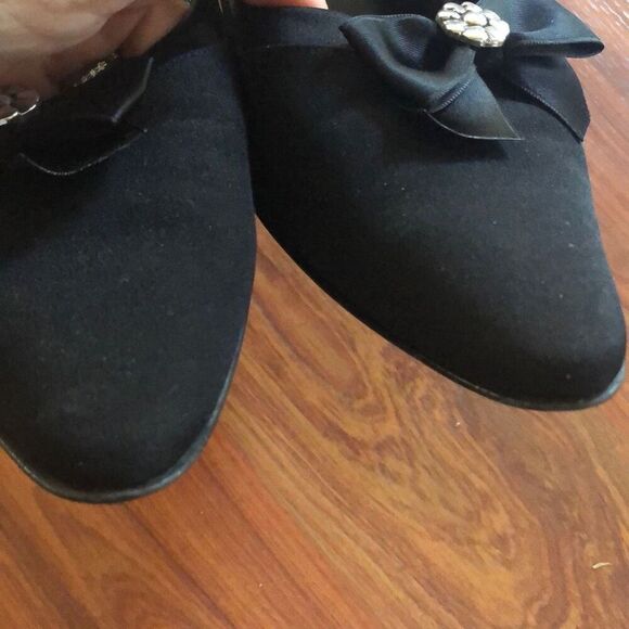 Brighton Black low closed toe pumps with bow made in Italy size 8 - Picture 6 of 6
